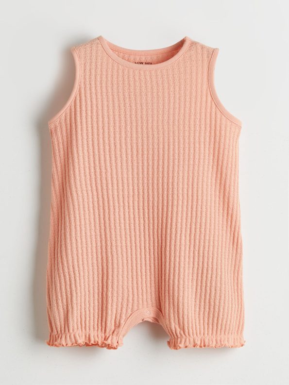 LCW Baby Pink Textured Girls' Romper Set