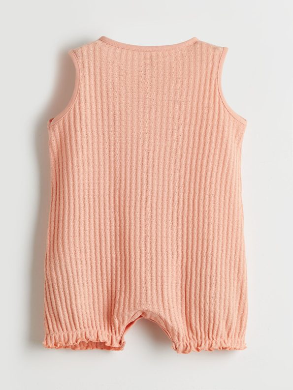 LCW Baby Pink Textured Girls' Romper Set