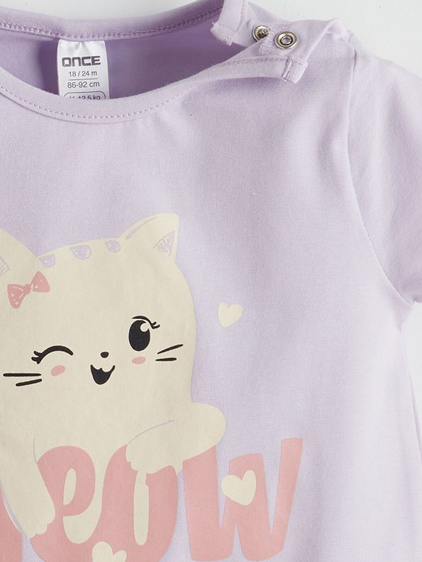 LCW ECO Lilac Printed Baby Girl Romper