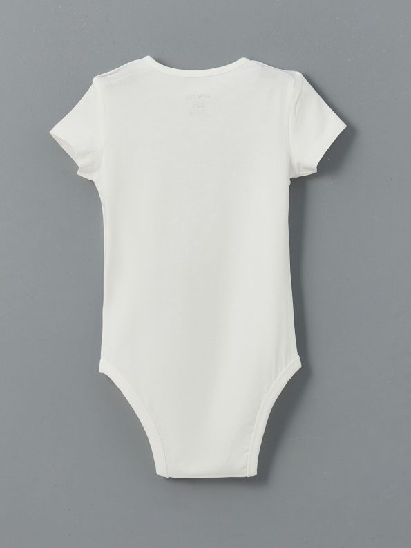 LCW ECO Cream Crew Neck Printed Baby Boy Bodysuit Set of 2