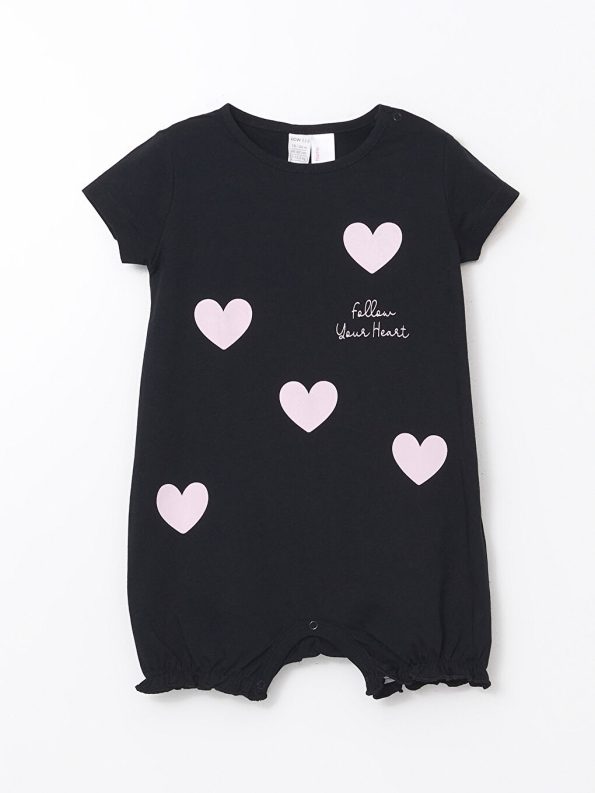 Printed Baby Girl Bodysuit with Crew Neck