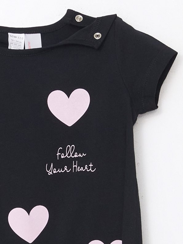 Printed Baby Girl Bodysuit with Crew Neck