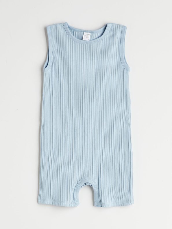 LCW Baby Blue Short-Sleeve Bodysuit Set for Boys