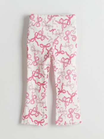 LCW Kids Pink Elastic Waistband Ribbon Detail Girls' Leggings