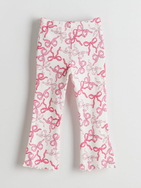 LCW Kids Pink Elastic Waistband Ribbon Detail Girls' Leggings