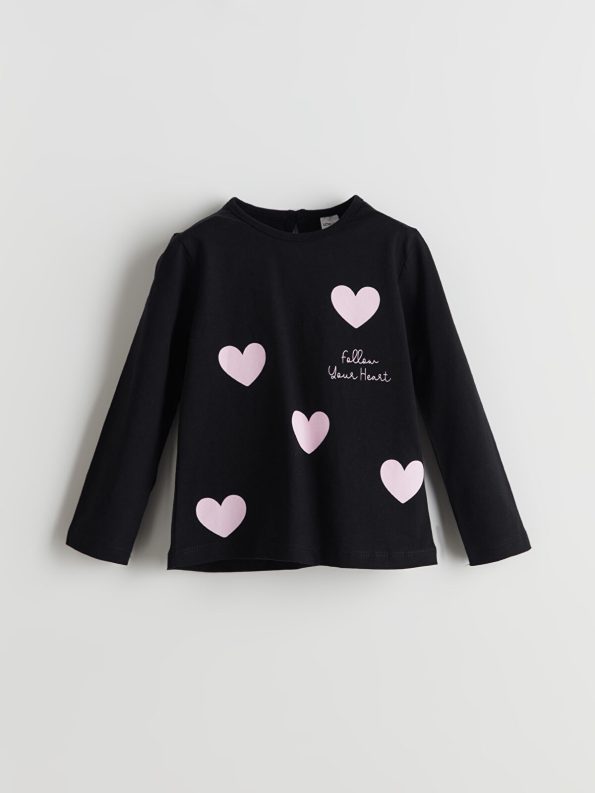 LCW ECO Black Printed Girls' T-Shirt