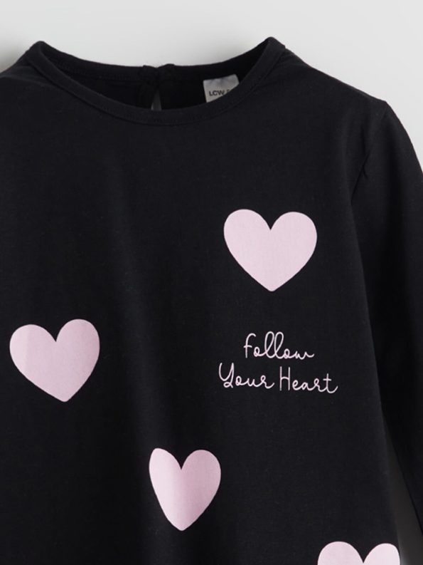 LCW ECO Black Printed Girls' T-Shirt