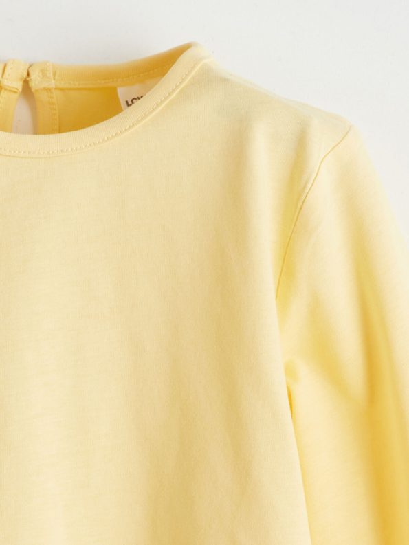 LCW ECO Yellow Printed Crew Neck T-Shirt for Girls