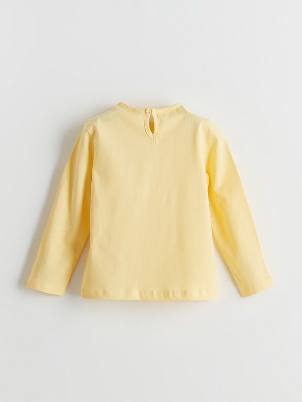 LCW ECO Yellow Printed Crew Neck T-Shirt for Girls