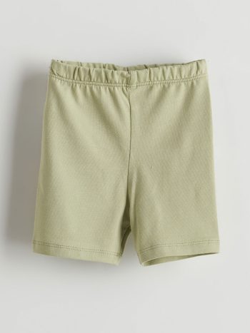 LCW Baby Green Elastic Waist Short Leggings Set for Girls
