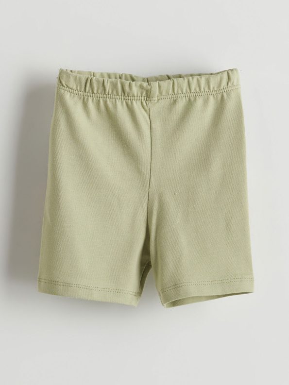 LCW Baby Green Elastic Waist Short Leggings Set for Girls