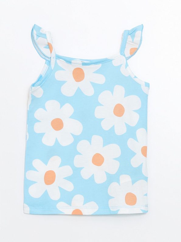 LCW ECO Blue Floral Girls' Tank Top and Shorts Set