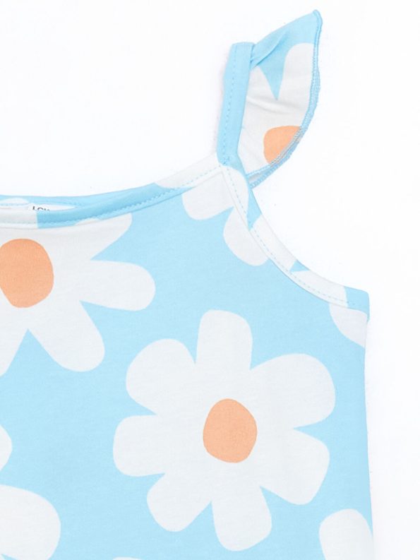 LCW ECO Blue Floral Girls' Tank Top and Shorts Set
