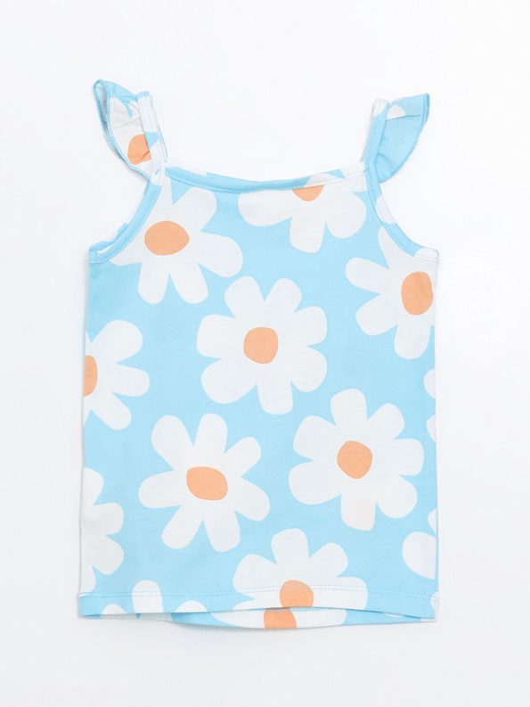 LCW ECO Blue Floral Girls' Tank Top and Shorts Set