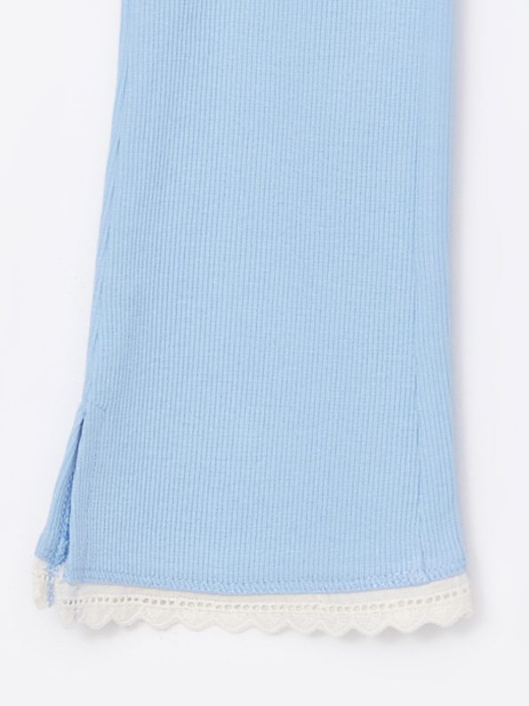 LCW Kids Blue Elastic Waist Flared Leggings for Girls