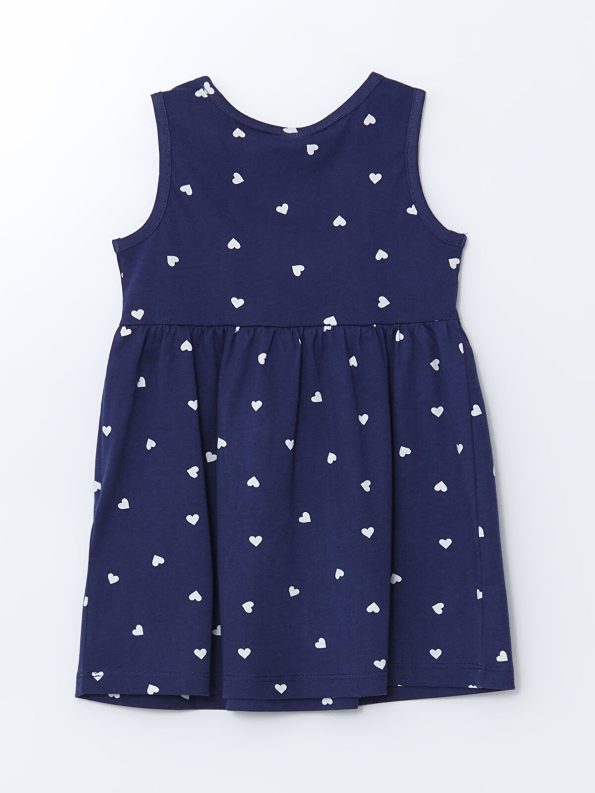 LCW ECO Navy Blue Heart Print Girls' Dress