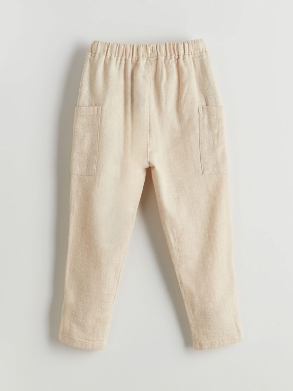 LCW Kids Beige Elastic Waist Linen Pants for Boys