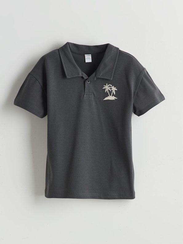 LCW Kids Anthracite Printed Boys T-Shirt and Shorts Set