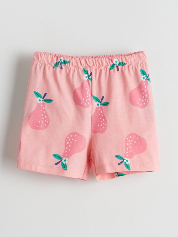 LCW ECO Pink Elastic Waist Printed Baby Girl Shorts