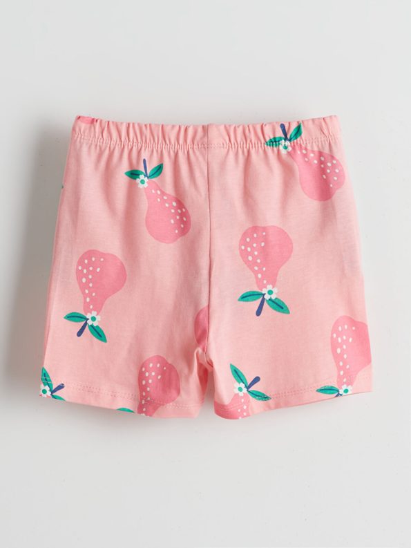 LCW ECO Pink Elastic Waist Printed Baby Girl Shorts