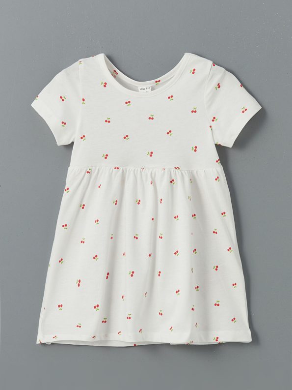 LCW ECO White Cherry Print Girls Dress
