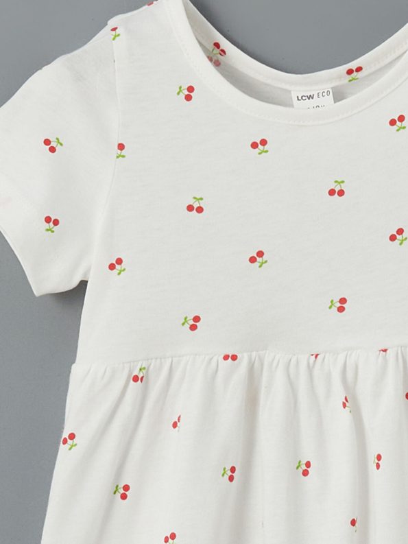 LCW ECO White Cherry Print Girls Dress