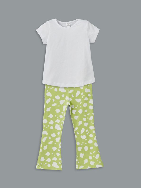 LCW ECO Green Basic Girls' T-Shirt and Leggings Set