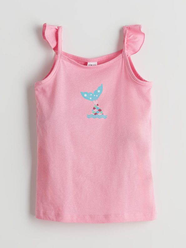 LCW ECO Pink Printed Baby Girl Tank Top and Shorts Set