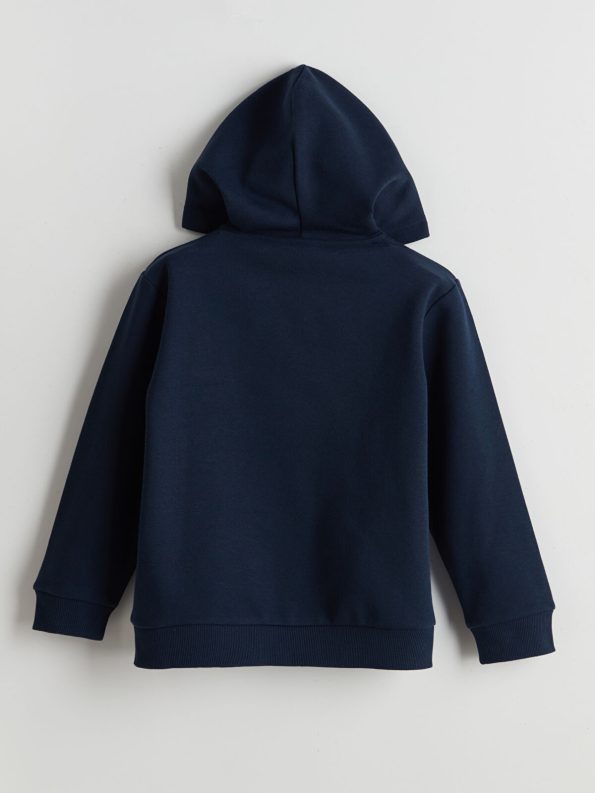 LCW Kids Navy Blue Hooded Fenerbahçe Printed Boys' Thick Zippered Sweatshirt