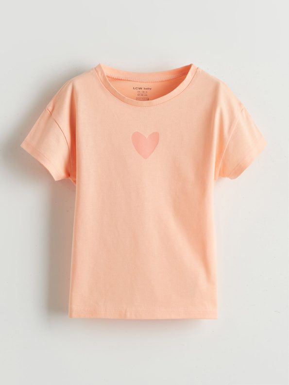 LCW Baby Pink Heart Print Short Sleeve Pajama Set