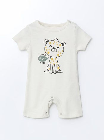 LCW ECO Cream Printed Baby Boy Romper