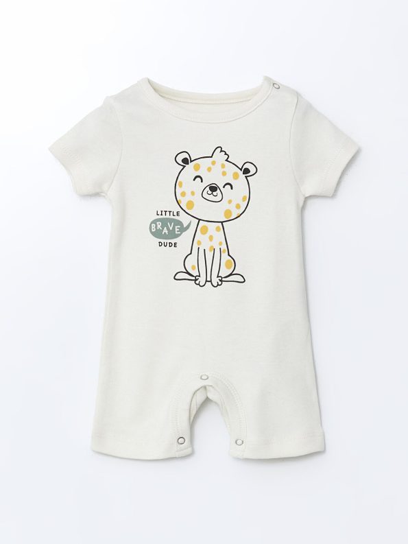 LCW ECO Cream Printed Baby Boy Romper