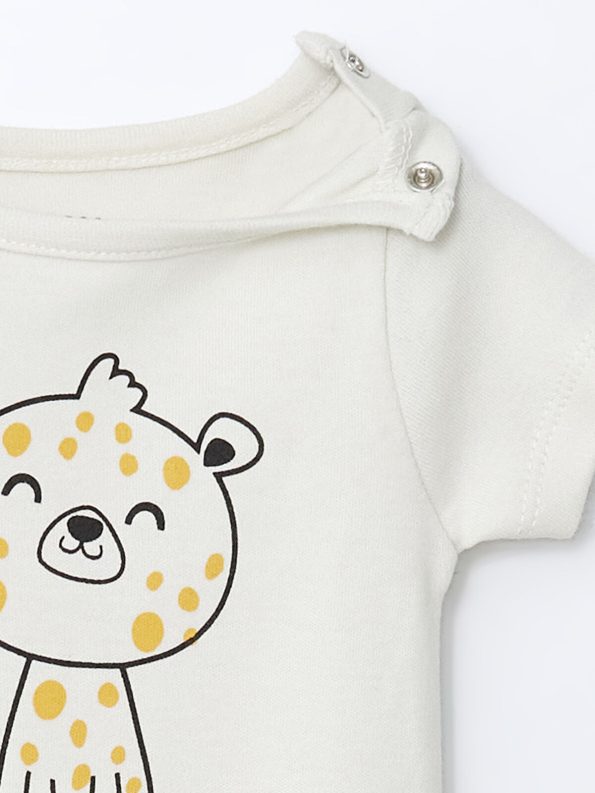 LCW ECO Cream Printed Baby Boy Romper