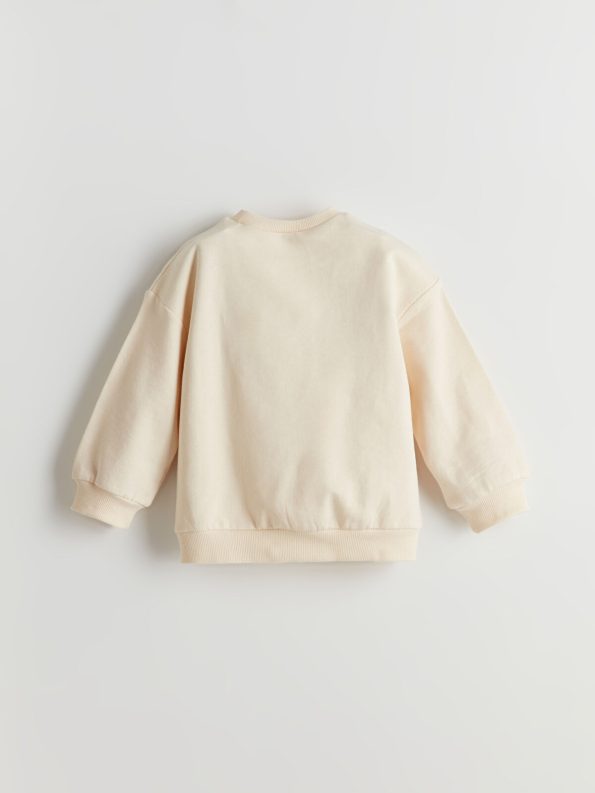 LCW Kids Beige Bear Print Crew Neck Sweatshirt