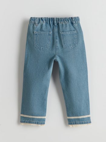 LCW Kids Blue Lace Detail Wide Leg Girls' Jeans