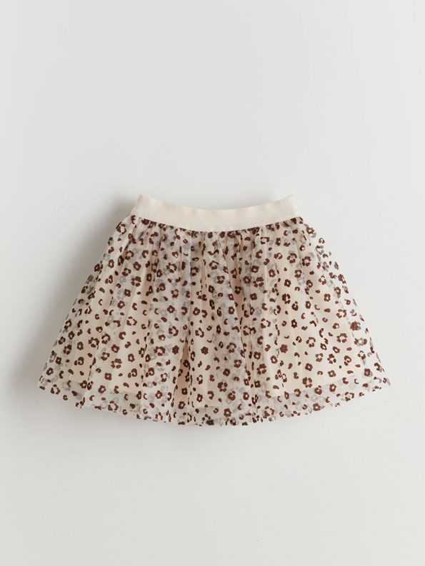 LCW Kids Cream Leopard Print Blouse and Skirt Set