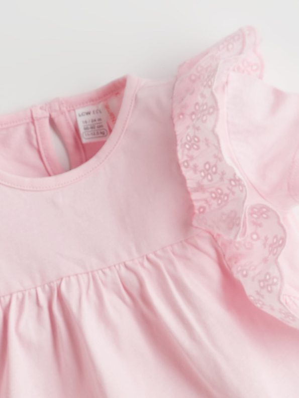 LCW ECO Pink Bicycle Neck Basic Baby Girl Blouse and Leggings Set