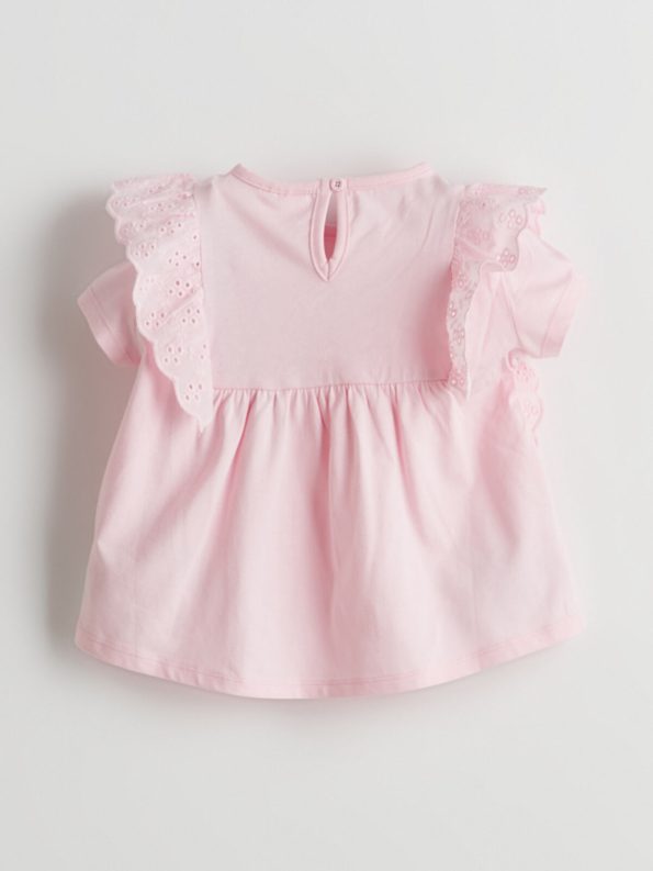 LCW ECO Pink Bicycle Neck Basic Baby Girl Blouse and Leggings Set
