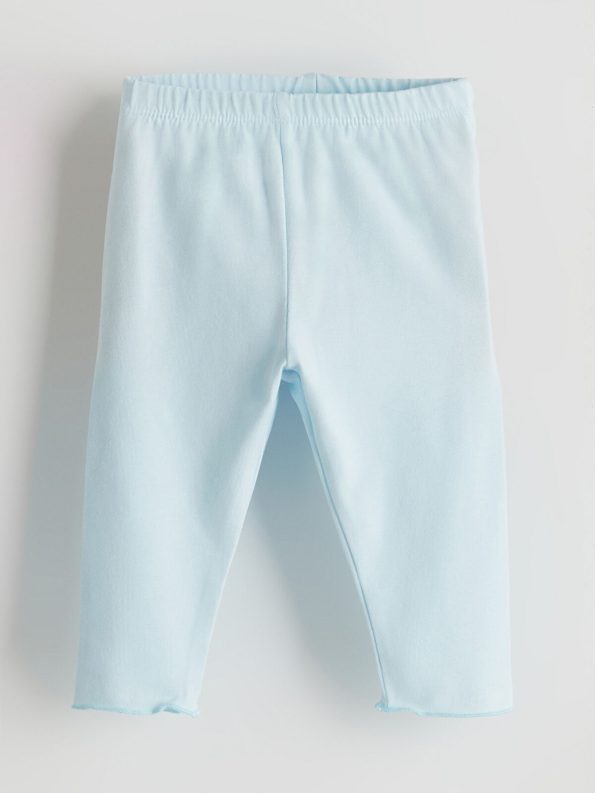 LCW ECO Blue Crew Neck Basic Baby Girl Blouse and Leggings Set