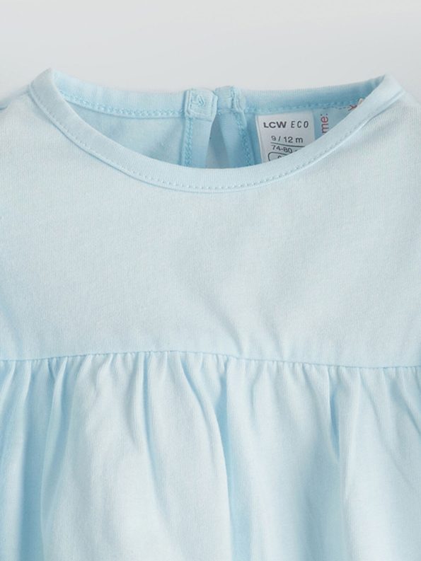 LCW ECO Blue Crew Neck Basic Baby Girl Blouse and Leggings Set