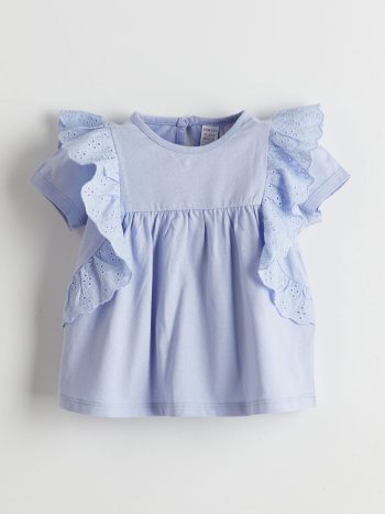 LCW ECO Lilac Bicycle Neck Basic Baby Girl Blouse and Leggings Set