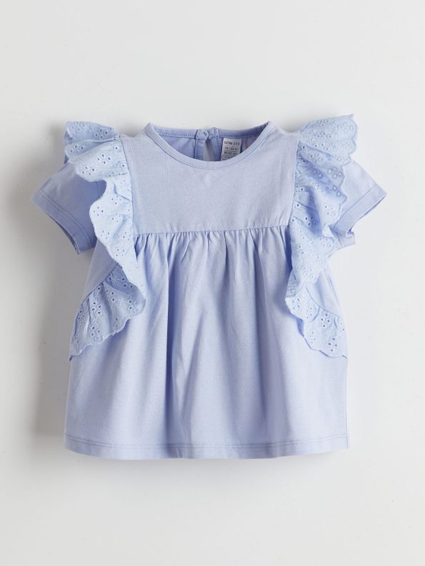LCW ECO Lilac Bicycle Neck Basic Baby Girl Blouse and Leggings Set