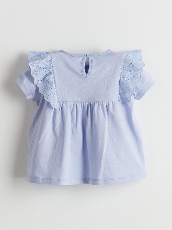 LCW ECO Lilac Bicycle Neck Basic Baby Girl Blouse and Leggings Set