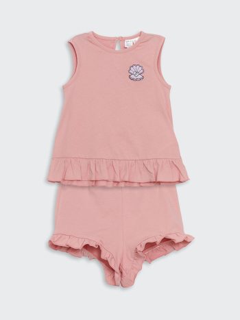LCW ECO Pink Baby Girl Blouse and Shorts Set