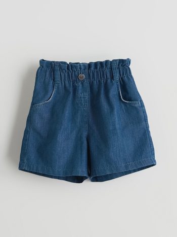 LCW ECO Indigo Elastic Waist Girls' Denim Shorts