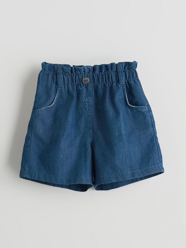 LCW ECO Indigo Elastic Waist Girls' Denim Shorts