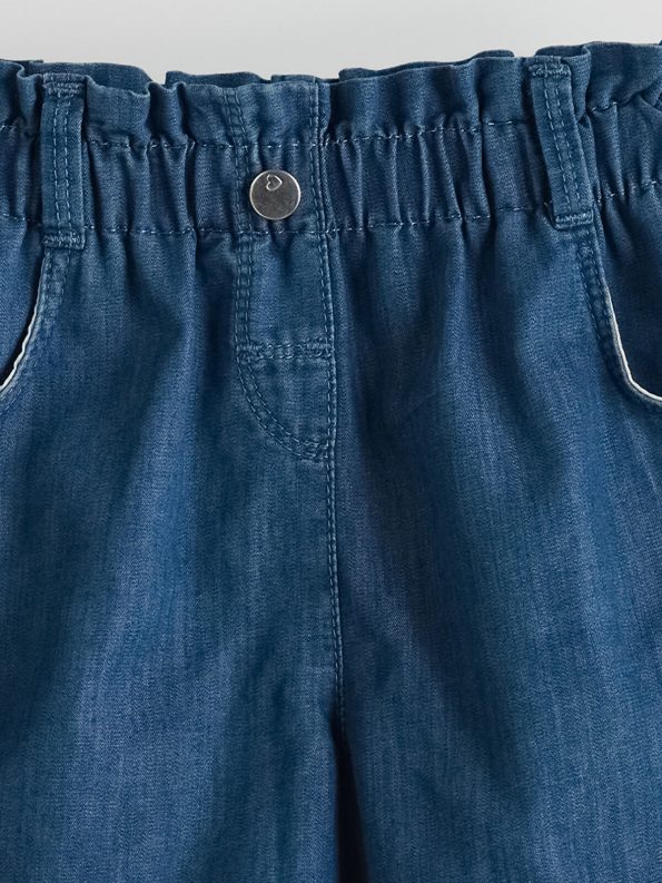 LCW ECO Indigo Elastic Waist Girls' Denim Shorts