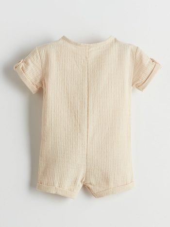 LCW Baby Beige Short-Sleeve Muslin Romper for Boys