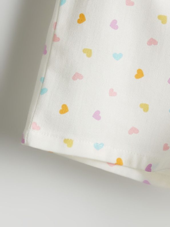 LCW ECO White Floral Gabardine Girls' Shorts