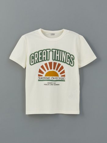 LCW Kids Cream Crew Neck T-Shirt and Shorts Set